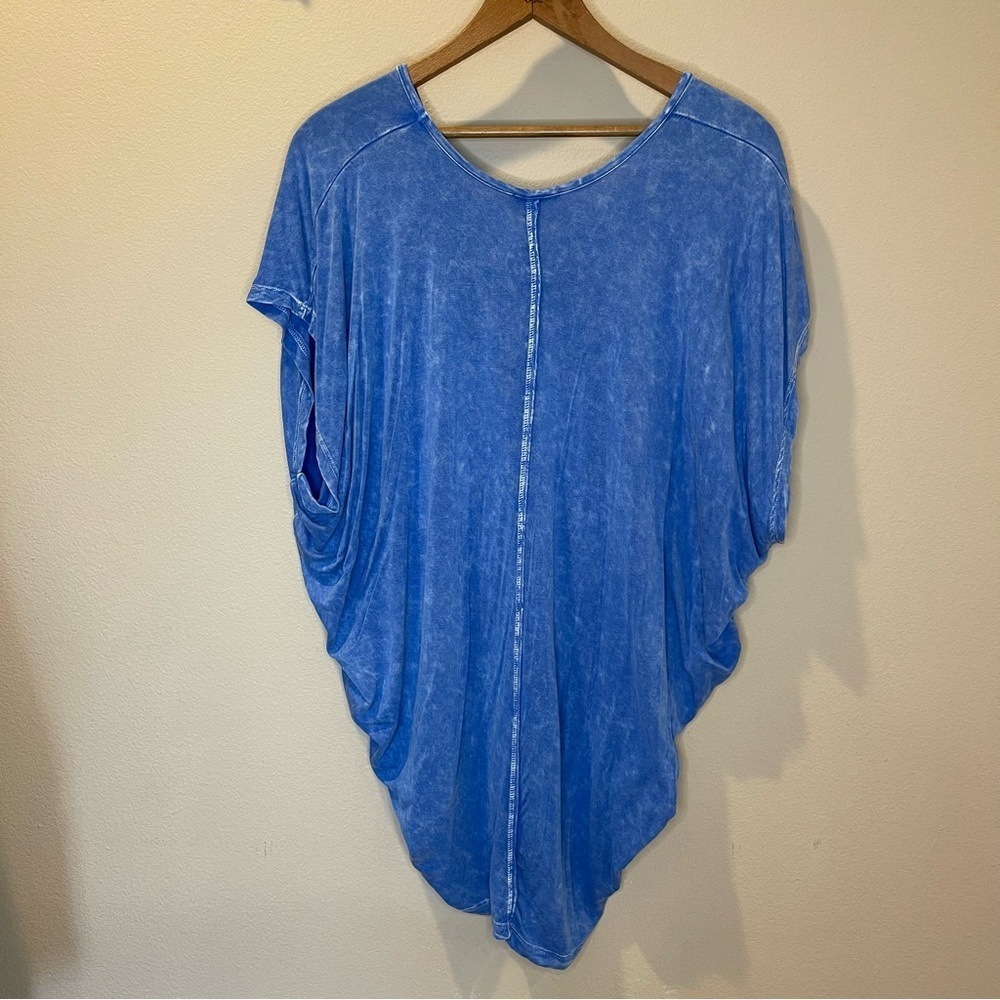 Enti Blue Flowy Oversized V Neck Short Sleeve Top Women’s Size S - Picture 2 of 6